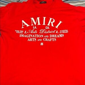 AMIRI Vibrant Red Tee with White Typography